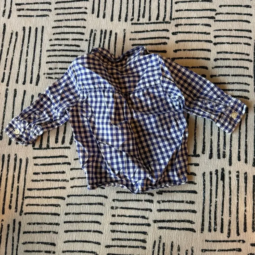 Checkered Kids Shirt Set - Blue, Purple, and White 6 Months